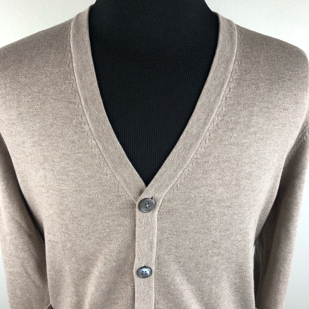 Lands' End Cardigan Sweater Supima Cotton Solid Brown Men's Medium M 38-40 - Picture 2 of 9